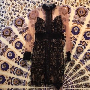 Black and Nude Lace Dress
